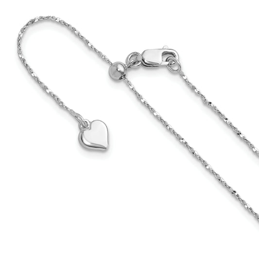 30 Inch Sterling Silver Adjustable .95mm Singapore Chain Necklace