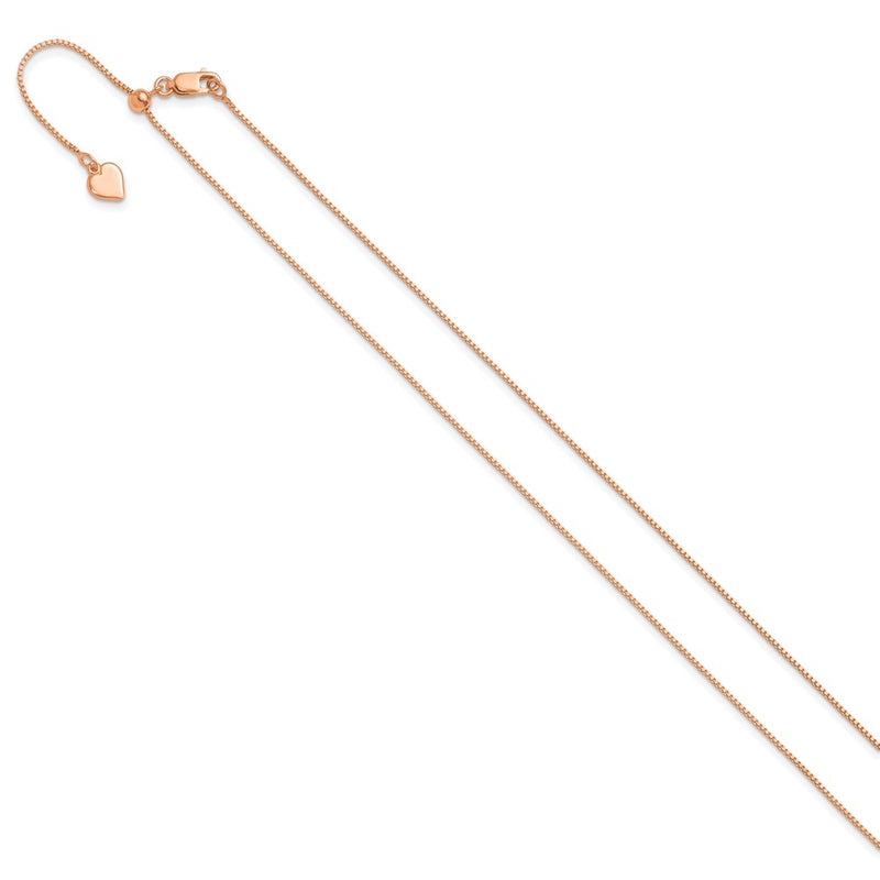22 Inch Sterling Silver Rose Gold-Plated Adjustable .85mm Box Chain Necklace