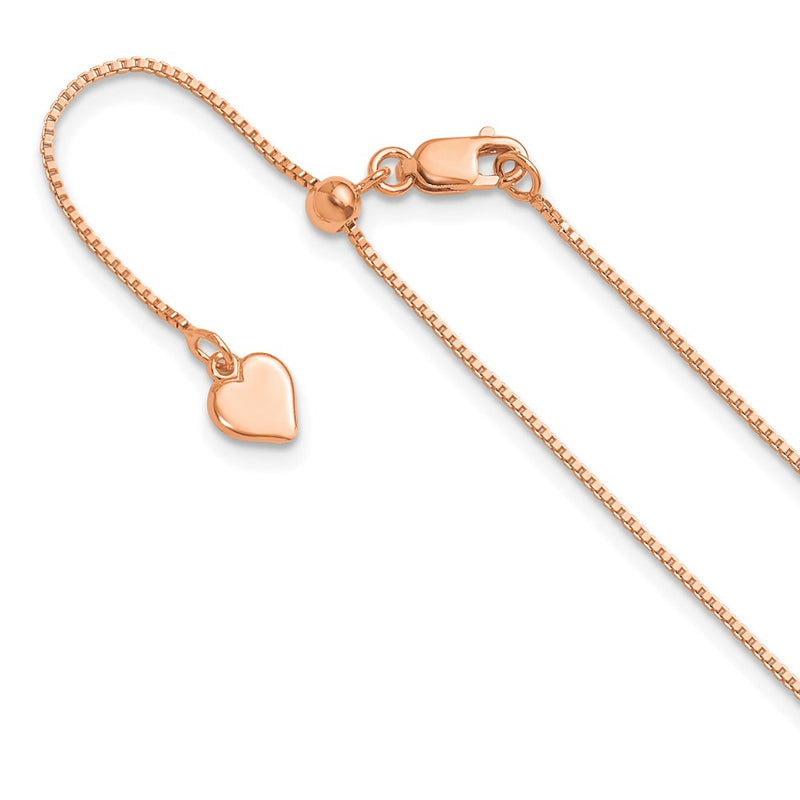 22 Inch Sterling Silver Rose Gold-Plated Adjustable .85mm Box Chain Necklace