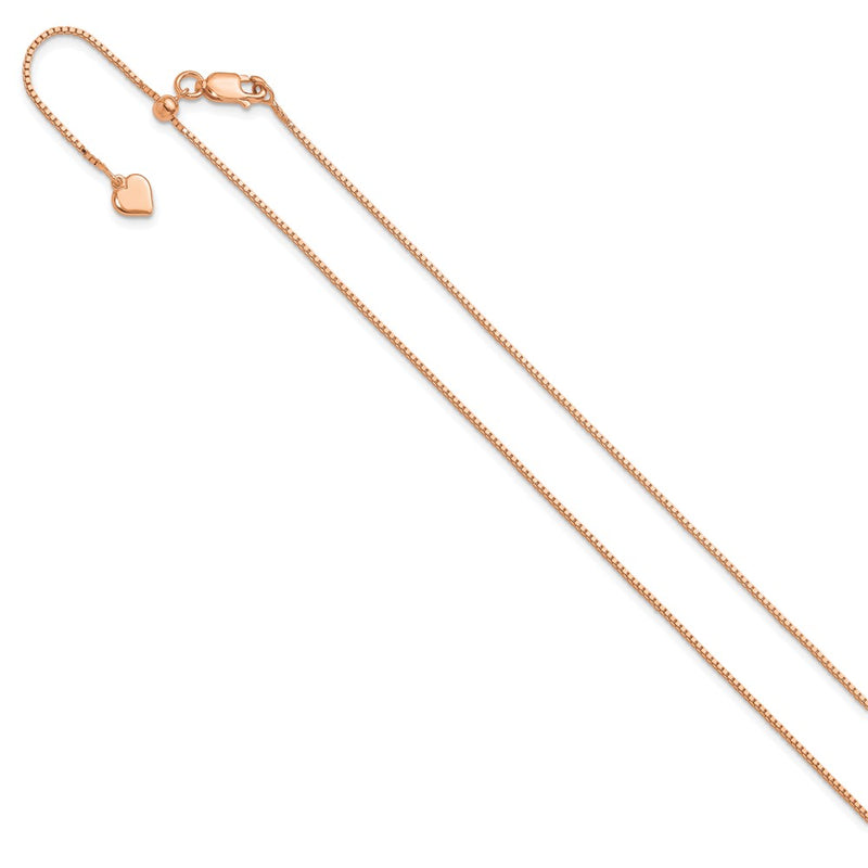 22 Inch Sterling Silver Rose Gold-Plated Adjustable .95mm Box Chain Necklace