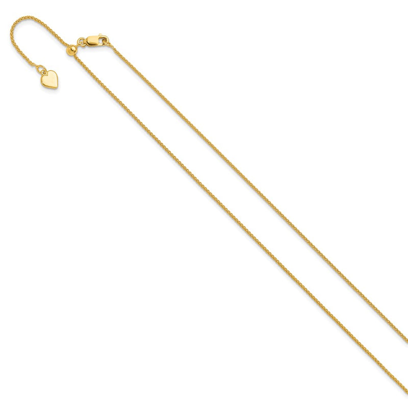 22 Inch Sterling Silver Gold-Plated Adjustable 1mm Spiga Chain Necklace