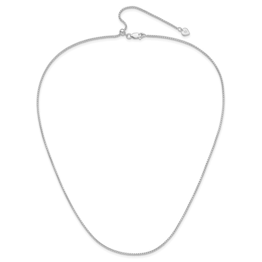 3 Inch Sterling Silver Rh Plated Adjustable 1.25mm Round Box Chain Necklace
