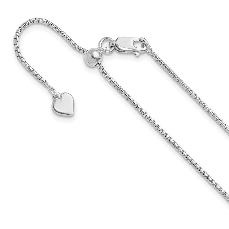 Sterling Silver Adjustable 1.25mm Round Box Chain Necklace