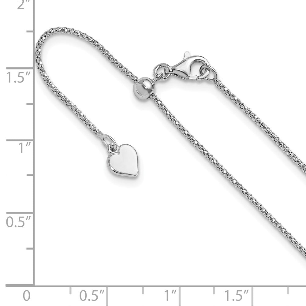 Sterling Silver Adjustable 1.2mm Popcorn Chain Necklace