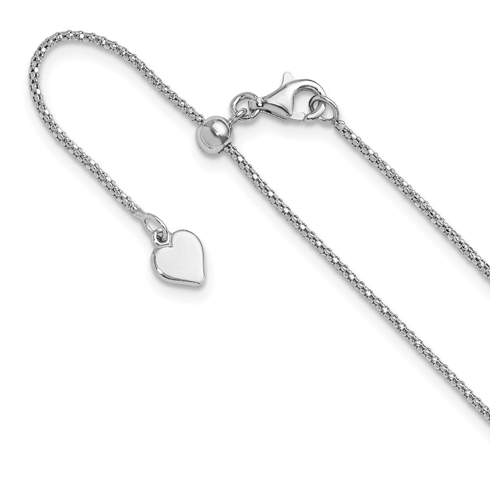 Sterling Silver Adjustable 1.2mm Popcorn Chain Necklace