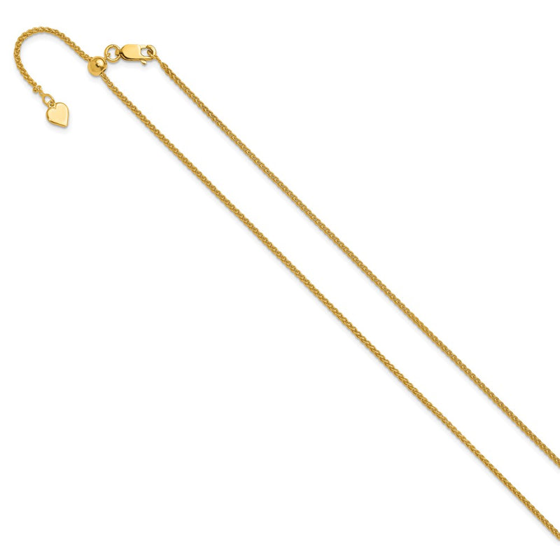 30 Inch Sterling Silver Gold-Plated Adjustable 1.5mm Spiga Chain Necklace