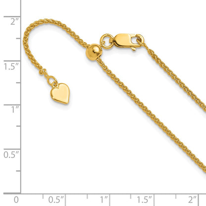 30 Inch Sterling Silver Gold-Plated Adjustable 1.5mm Spiga Chain Necklace