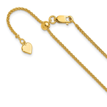 30 Inch Sterling Silver Gold-Plated Adjustable 1.5mm Spiga Chain Necklace