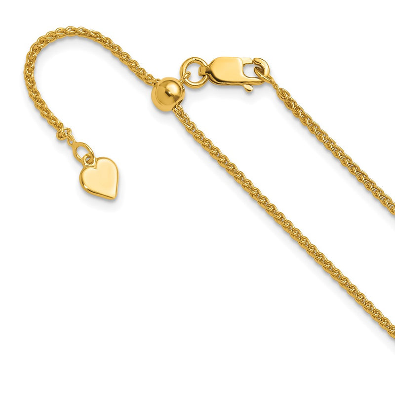 30 Inch Sterling Silver Gold-Plated Adjustable 1.5mm Spiga Chain Necklace