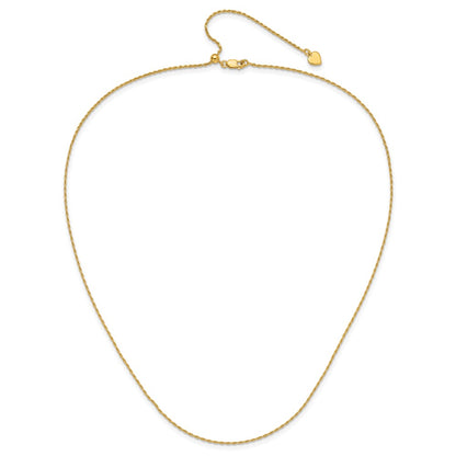 Sterling Silver Gold-Plated Adjustable 1.2mm D/C Rope Chain Necklace