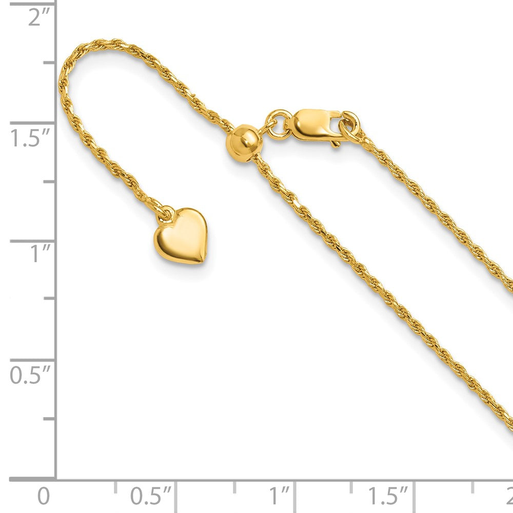 30 Inch Sterling Silver Gold-Plated Adjustable 1.2mm D/C Rope Chain Necklace
