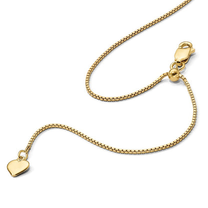 Sterling Silver Gold-Plated Adjustable .85mm Box Chain Necklace