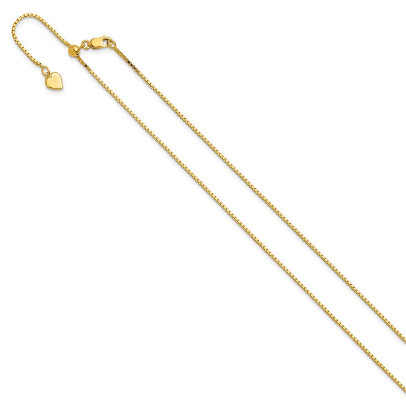 22 Inch Sterling Silver Gold-Plated Adjustable 1.1mm Box Chain Necklace
