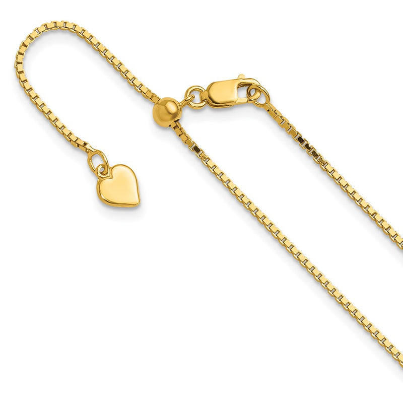 22 Inch Sterling Silver Gold-Plated Adjustable 1.1mm Box Chain Necklace