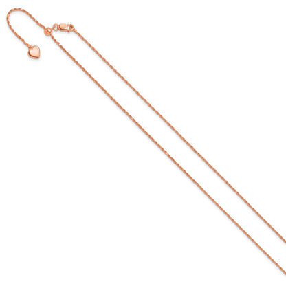 30 Inch Sterling Silver Rose Gold-Plated Adjustable 1.2mm D/C Rope Chain Necklace