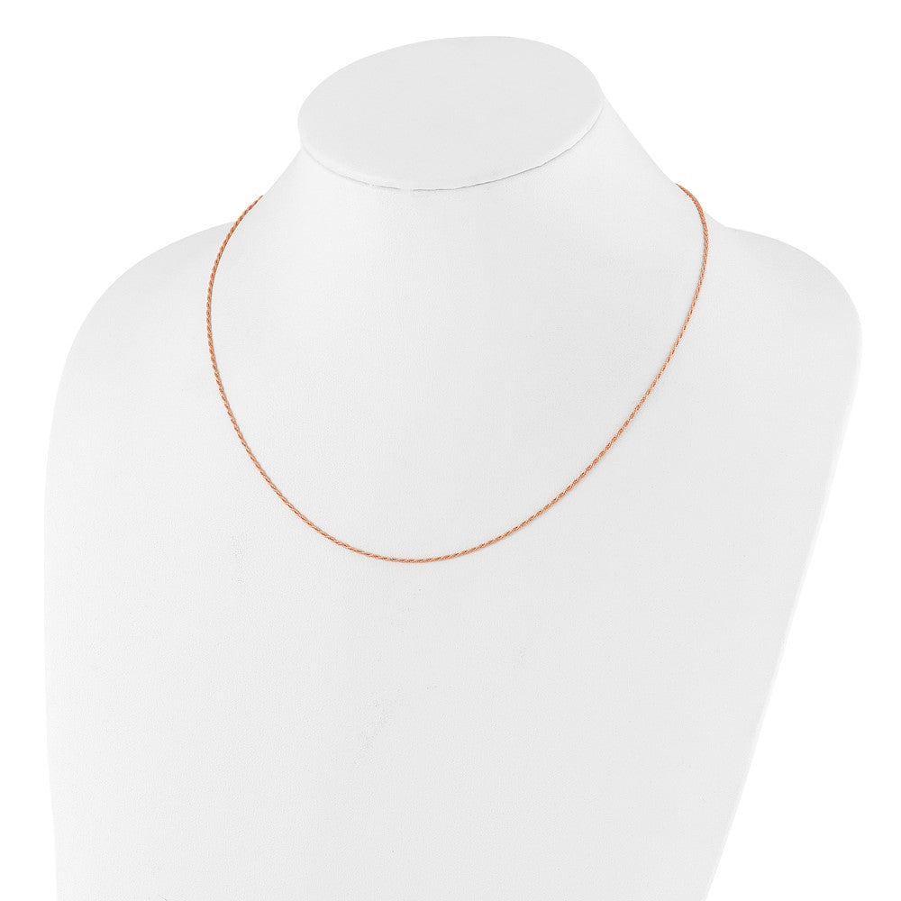 30 Inch Sterling Silver Rose Gold-Plated Adjustable 1.2mm D/C Rope Chain Necklace