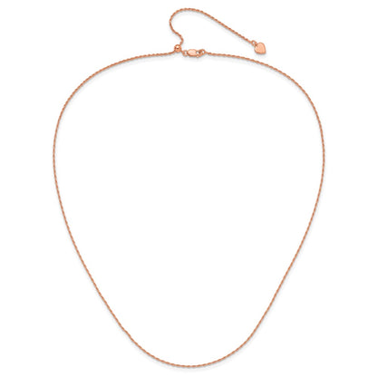 22 Inch Sterling Silver Rose Gold-Plated Adjustable 1.2mm D/C Rope Chain Necklace