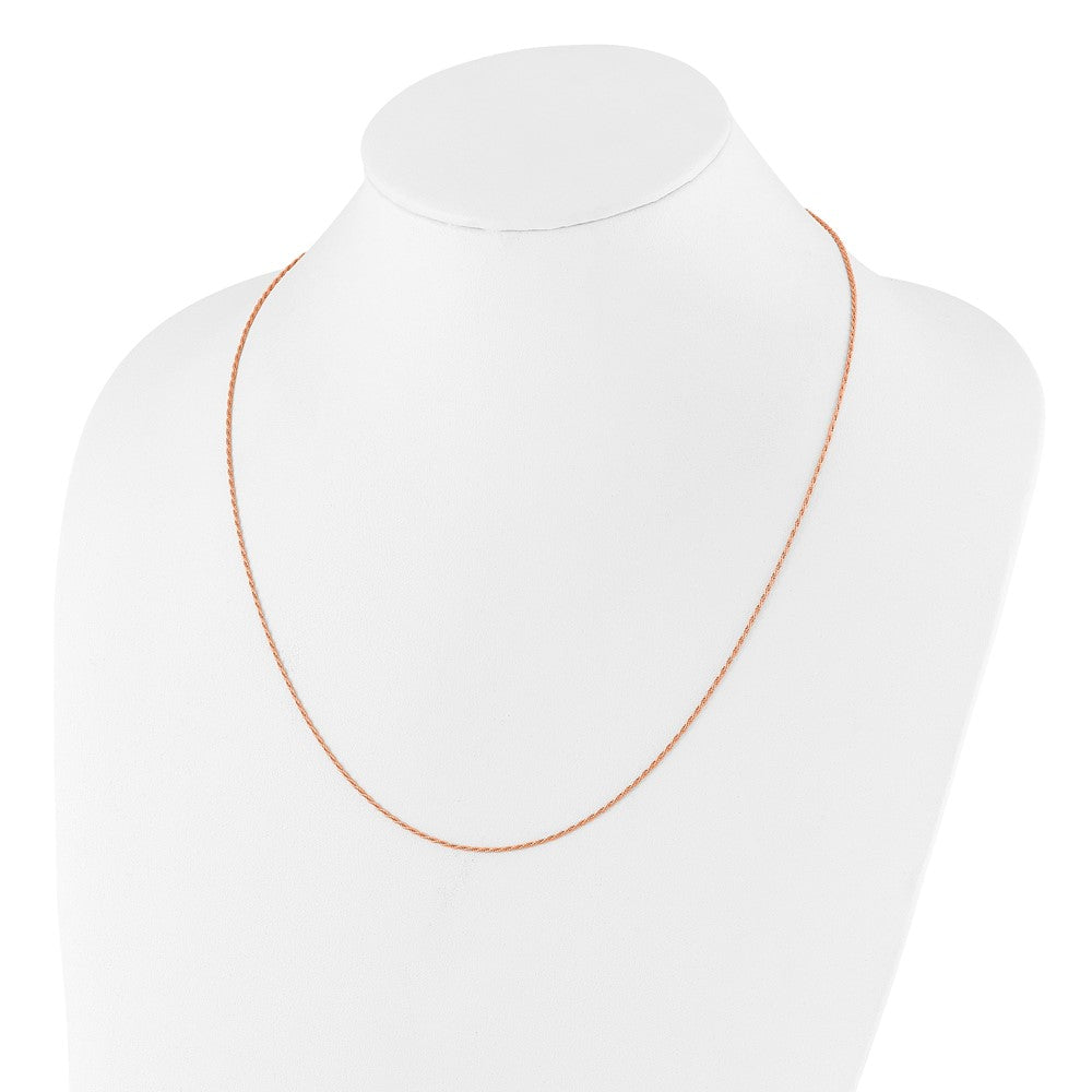 22 Inch Sterling Silver Rose Gold-Plated Adjustable 1.2mm D/C Rope Chain Necklace