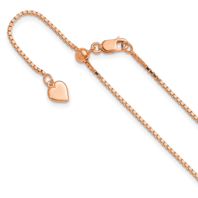 22 Inch Sterling Silver Rose Gold-Plated Adjustable 1.1mm Box Chain Necklace