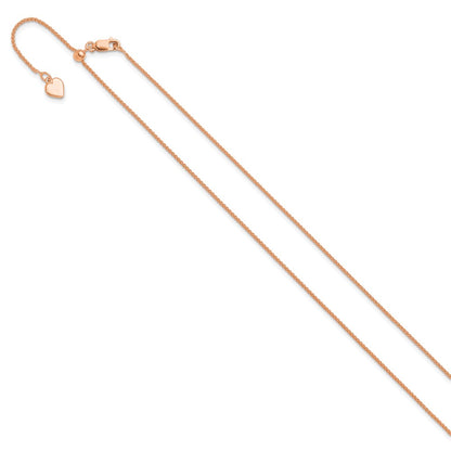 22 Inch Sterling Silver Rose Gold-Plated Adjustable 1mm Spiga Chain Necklace