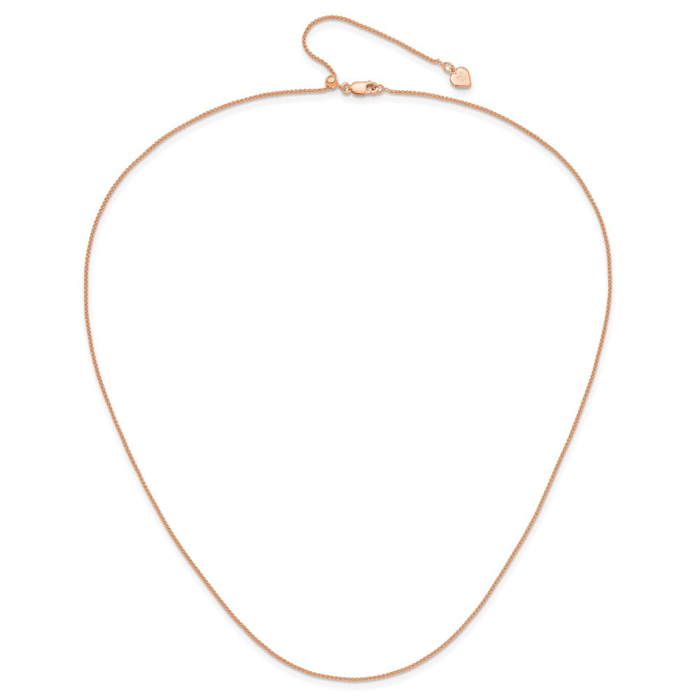 22 Inch Sterling Silver Rose Gold-Plated Adjustable 1mm Spiga Chain Necklace