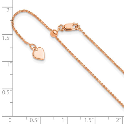 3 Inch Rose Plated Sterling Silver Gold Adjustable 1mm Spiga Chain Necklace