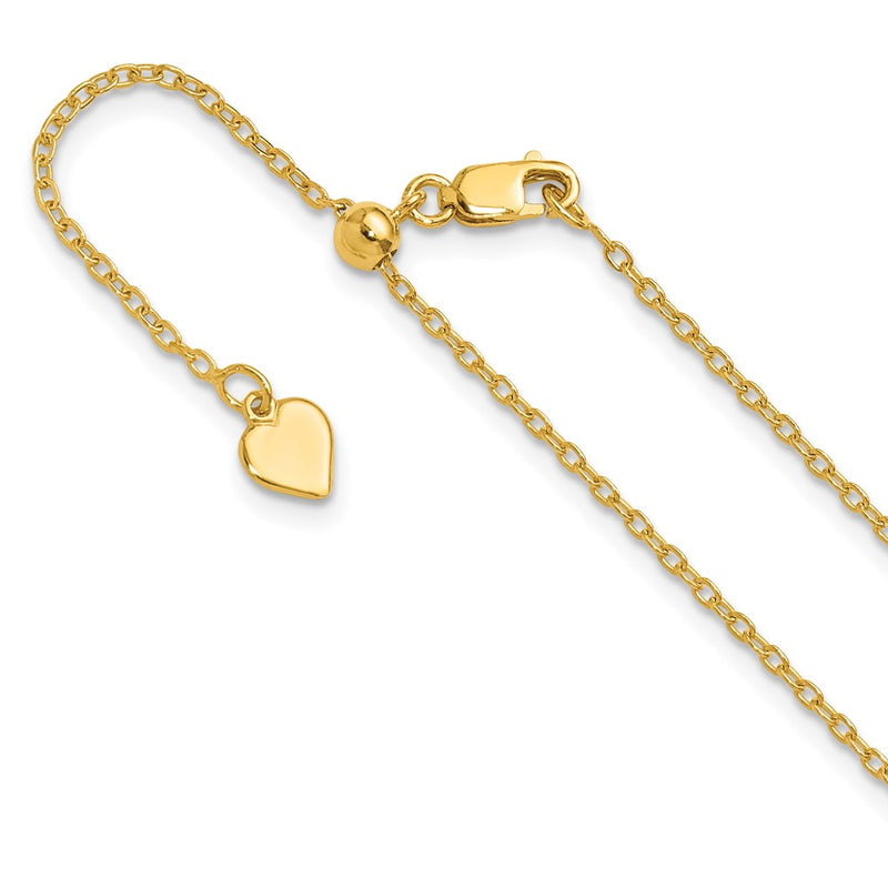 22 Inch Sterling Silver Gold-Plated Adjustable 1.4mm Cable Chain Necklace