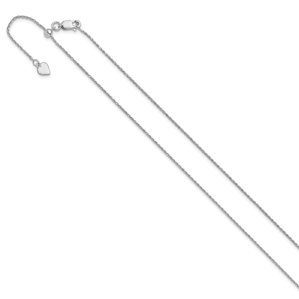 3 Inch Sterling Silver Rh Plated Adjustable 1.1mm D/C Spiga Chain Necklace