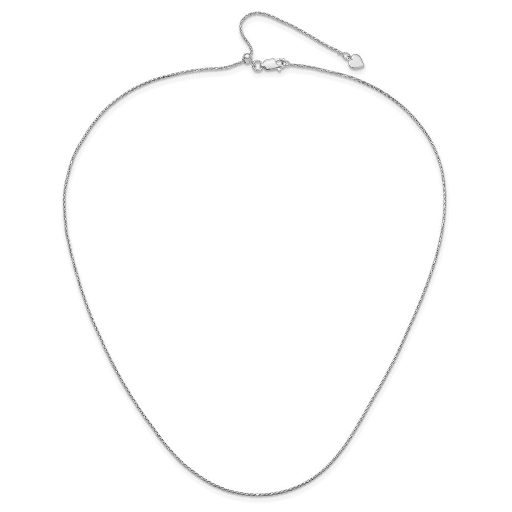 3 Inch Sterling Silver Rh Plated Adjustable 1.1mm D/C Spiga Chain Necklace