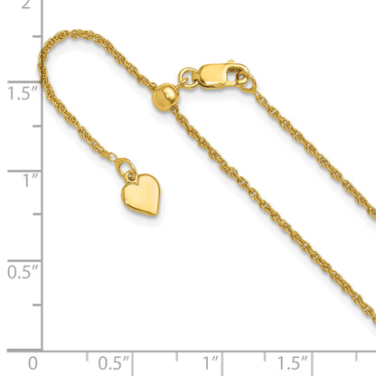 22 Inch Gold Plated Sterling Silver Adjustable 1.35mm Loose Rope Chain Necklace