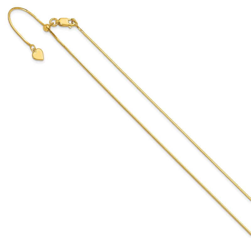 3 Inch Gold Plated Sterling Silver Adjustable 1mm D/C Square Snake Chain Necklace