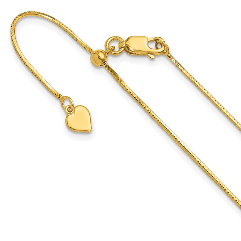 3 Inch Gold Plated Sterling Silver Adjustable 1mm D/C Square Snake Chain Necklace