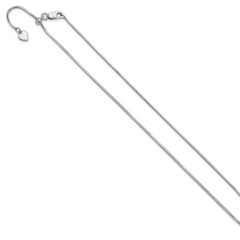 3 Inch Sterling Silver Rh Plt Adjustable 1.2mm D/C Square Snake Chain Necklace