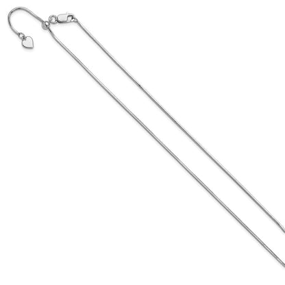 Sterling Silver Rh Plt Adjustable 1.2mm D/C Square Snake Chain Necklace
