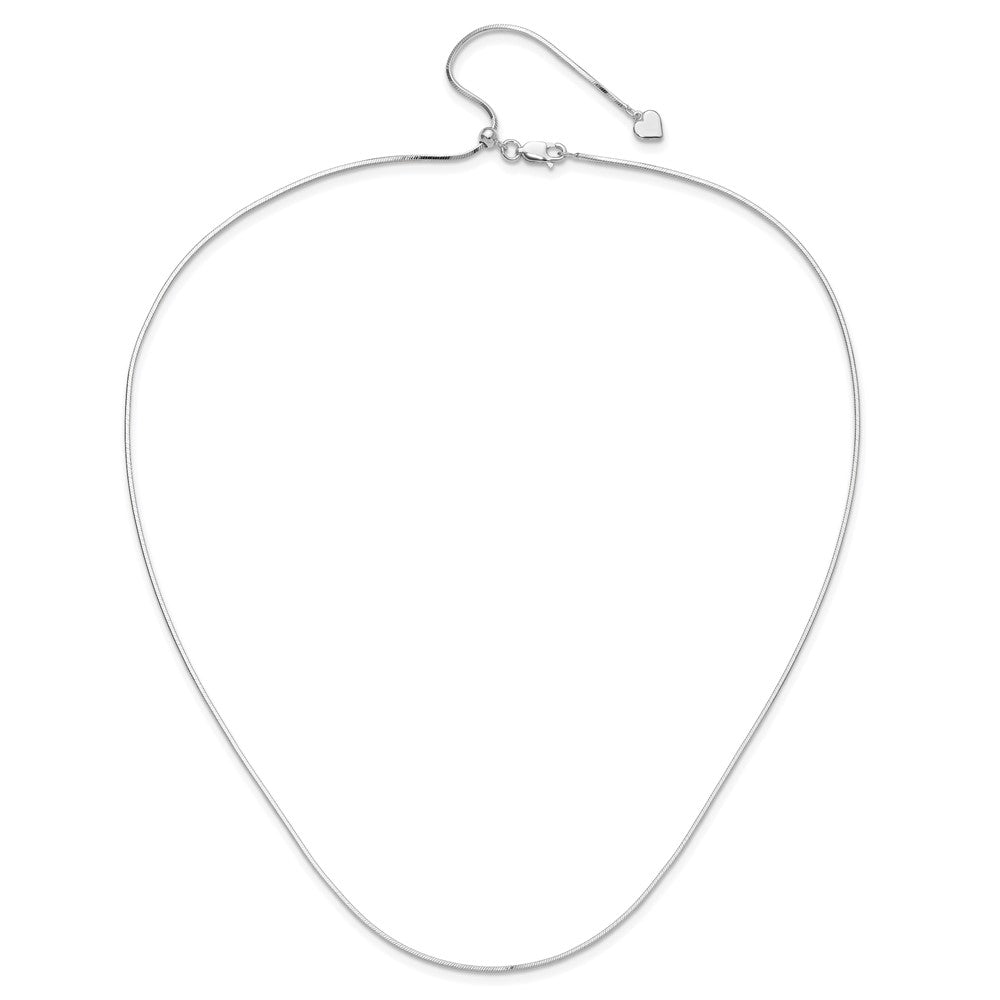 Sterling Silver Rh Plt Adjustable 1.2mm D/C Square Snake Chain Necklace