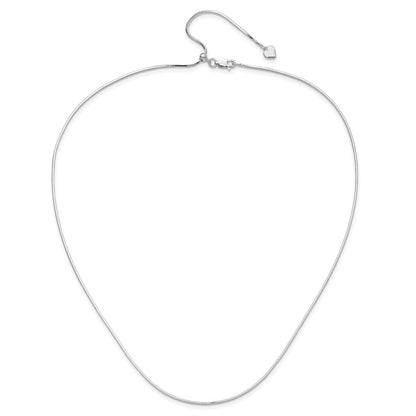 Sterling Silver Rh Plt Adjustable 1.2mm D/C Square Snake Chain Necklace