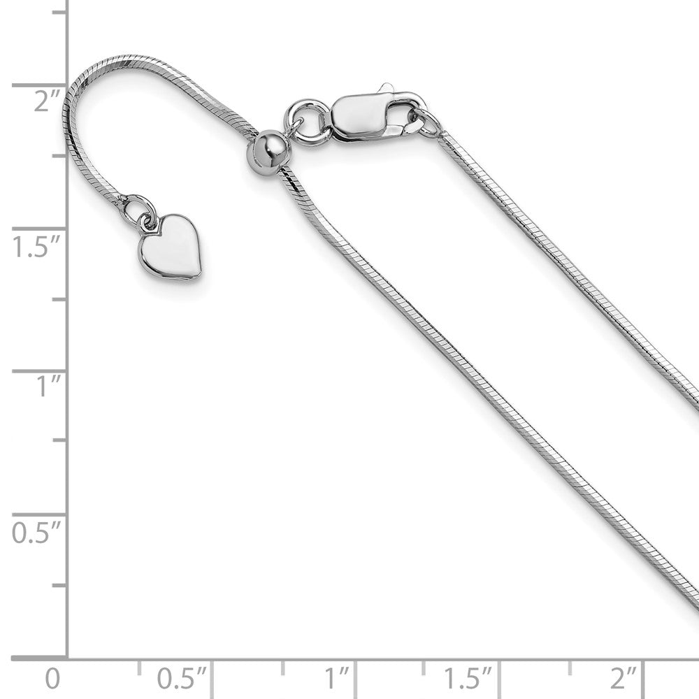 Sterling Silver Rh Plt Adjustable 1.2mm D/C Square Snake Chain Necklace