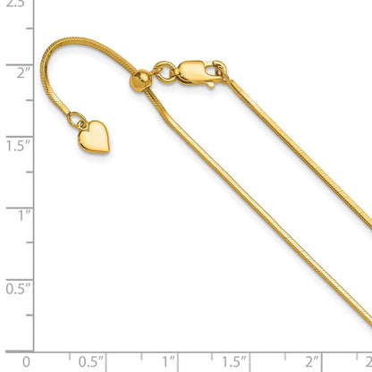 Gold Plated Sterling Silver Adjustable 1.2mm D/C Square Snake Chai