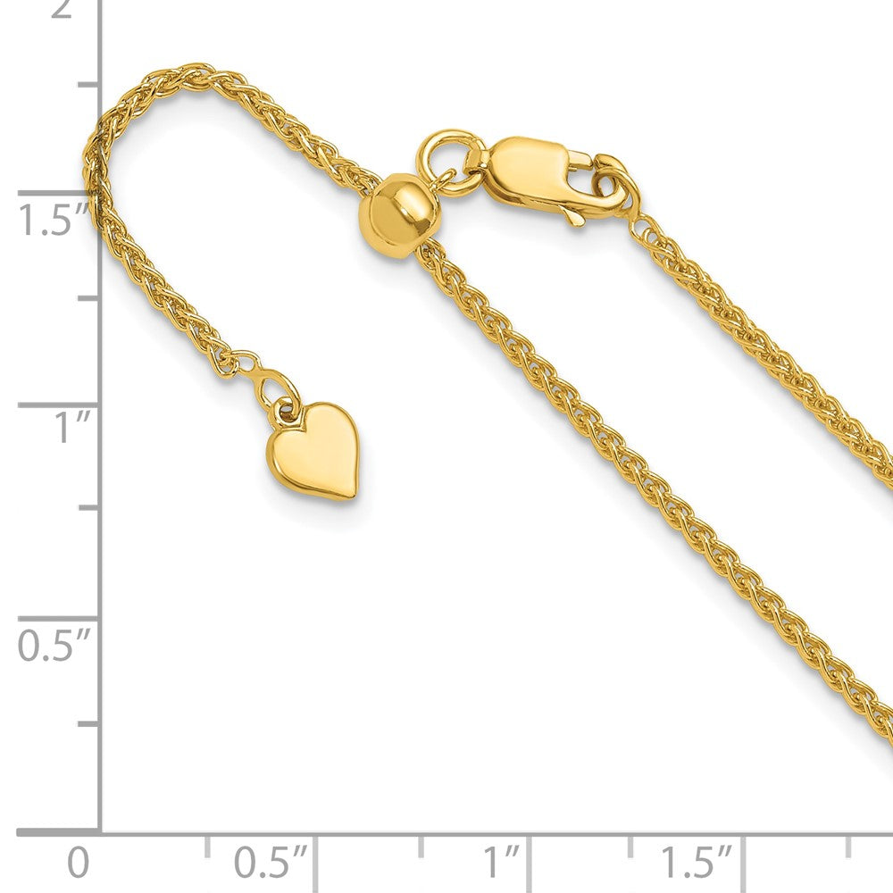Gold Plated Sterling Silver Adjustable 1.6mm Spiga Chain Necklace