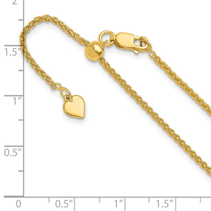 Gold Plated Sterling Silver Adjustable 1.6mm Spiga Chain Necklace