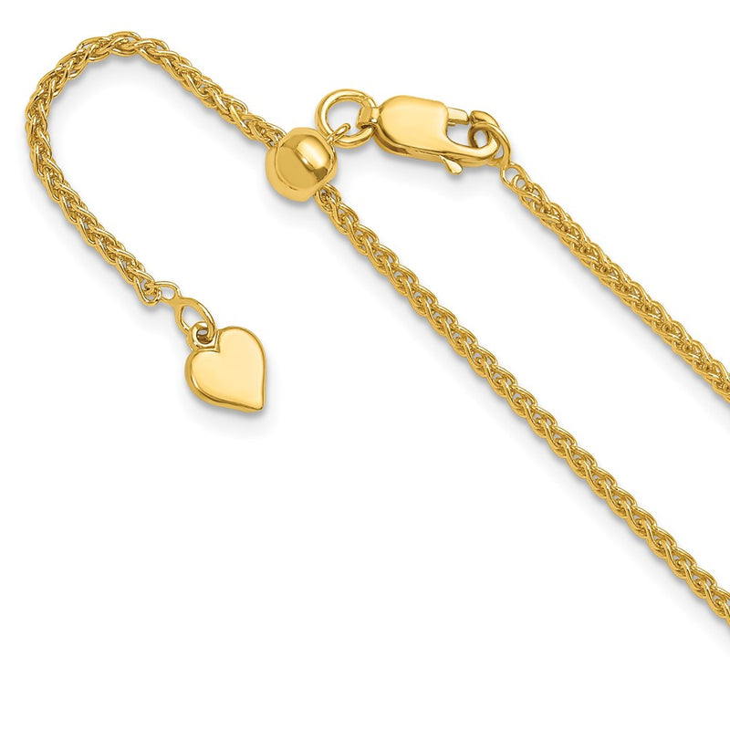 22 Inch Gold Plated Sterling Silver Adjustable 1.6mm Spiga Chain Necklace