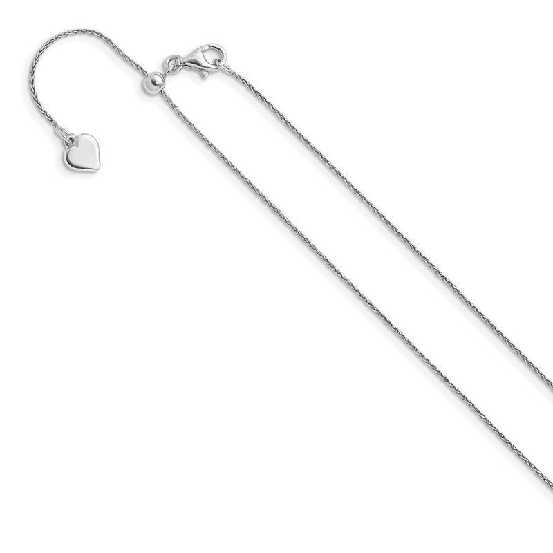 Sterling Silver Rh Plated Adjustable .85mm D/C Spiga Chain Necklace