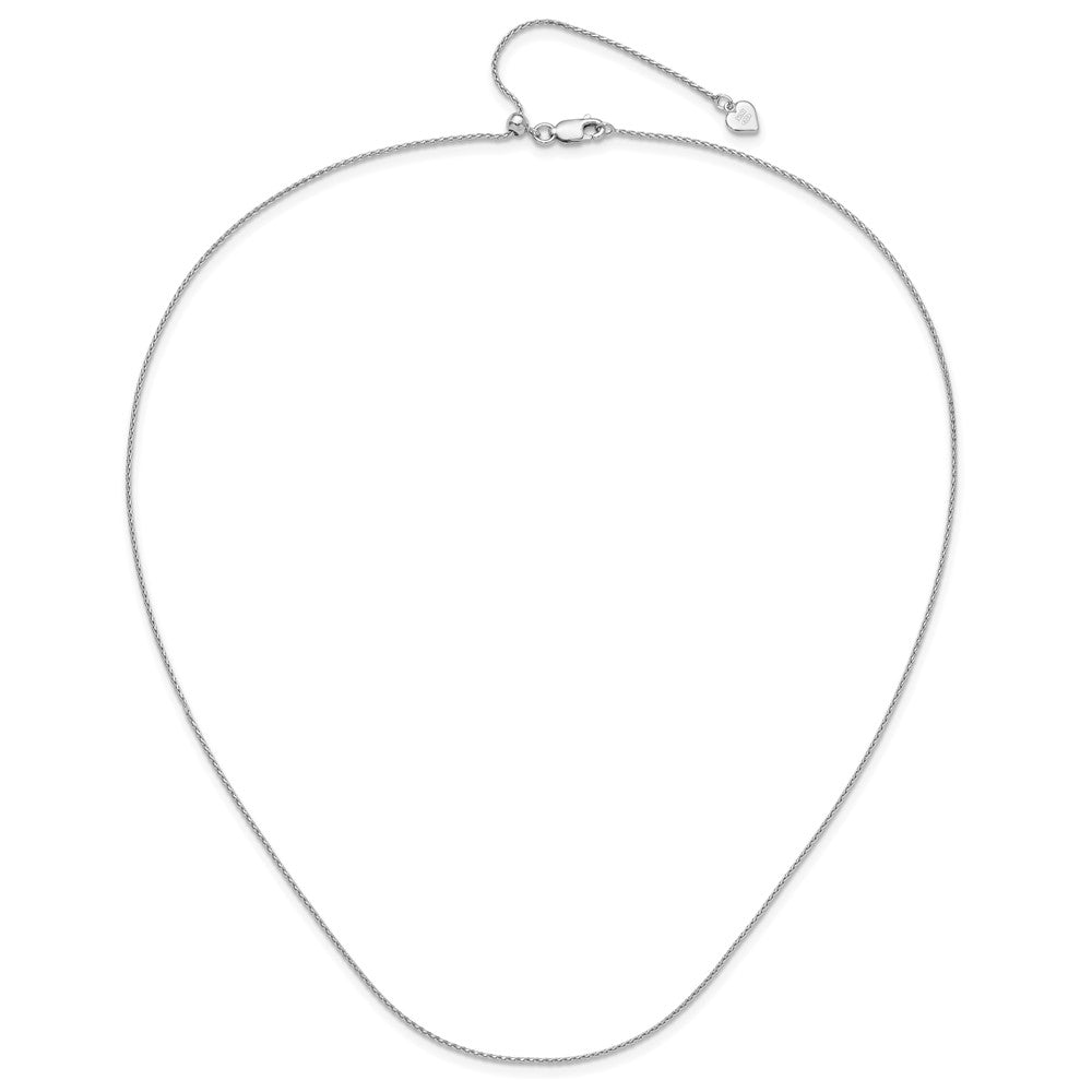 22 Inch Sterling Silver Rh Plated Adjustable .95mm D/C Spiga Chain Necklace