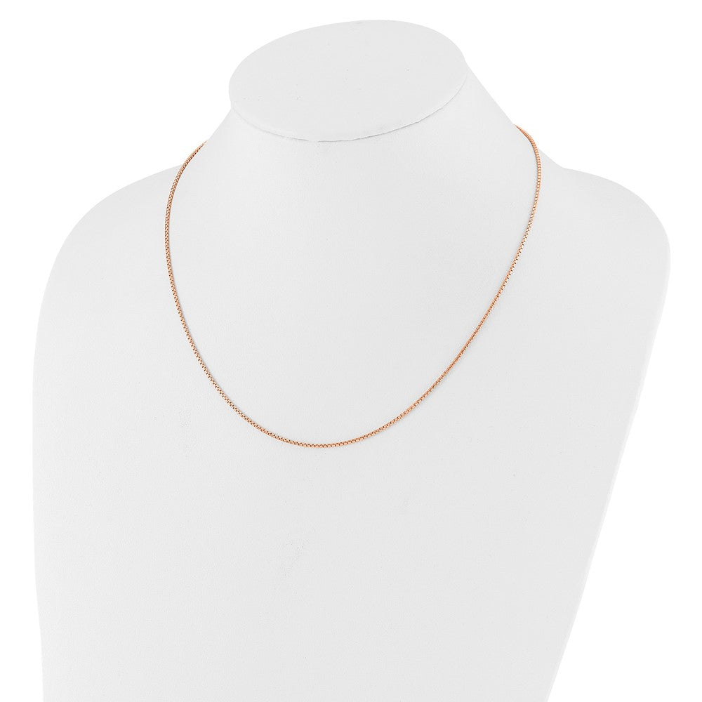Rose Plated Sterling Silver Gold Adjustable 1.25mm Round Box Chain Necklace
