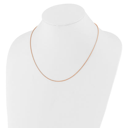 Rose Plated Sterling Silver Gold Adjustable 1.25mm Round Box Chain Necklace