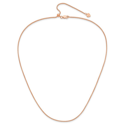 Rose Plated Sterling Silver Gold Adjustable 1.25mm Round Box Chain Necklace