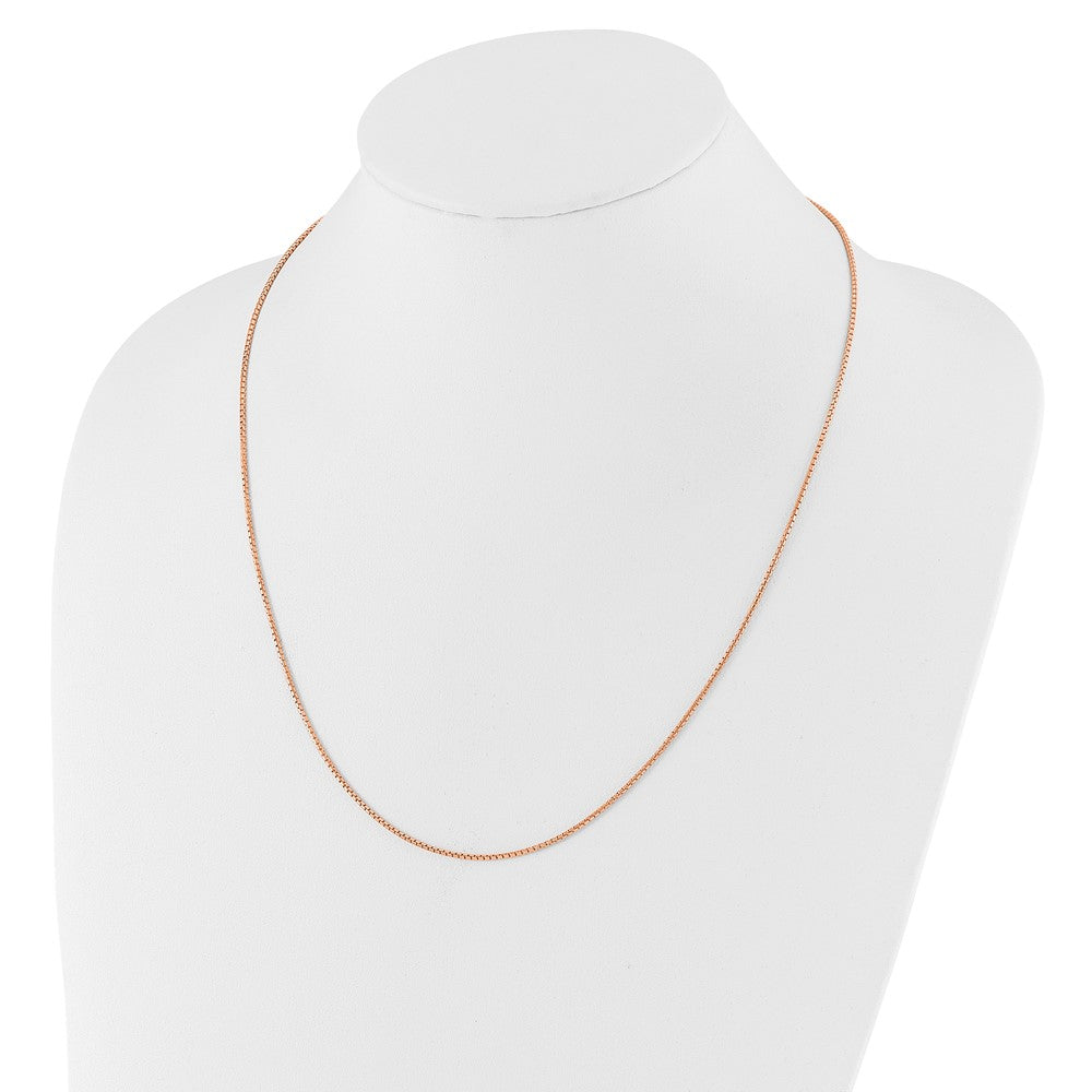 Rose Plated Sterling Silver Gold Adjustable 1.25mm Round Box Chain Necklace