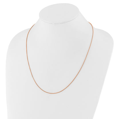 Rose Plated Sterling Silver Gold Adjustable 1.25mm Round Box Chain Necklace