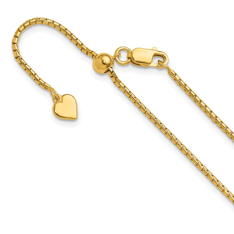 3 Inch Gold Plated Sterling Silver Adjustable 1.5mm Round Box Chain Necklace