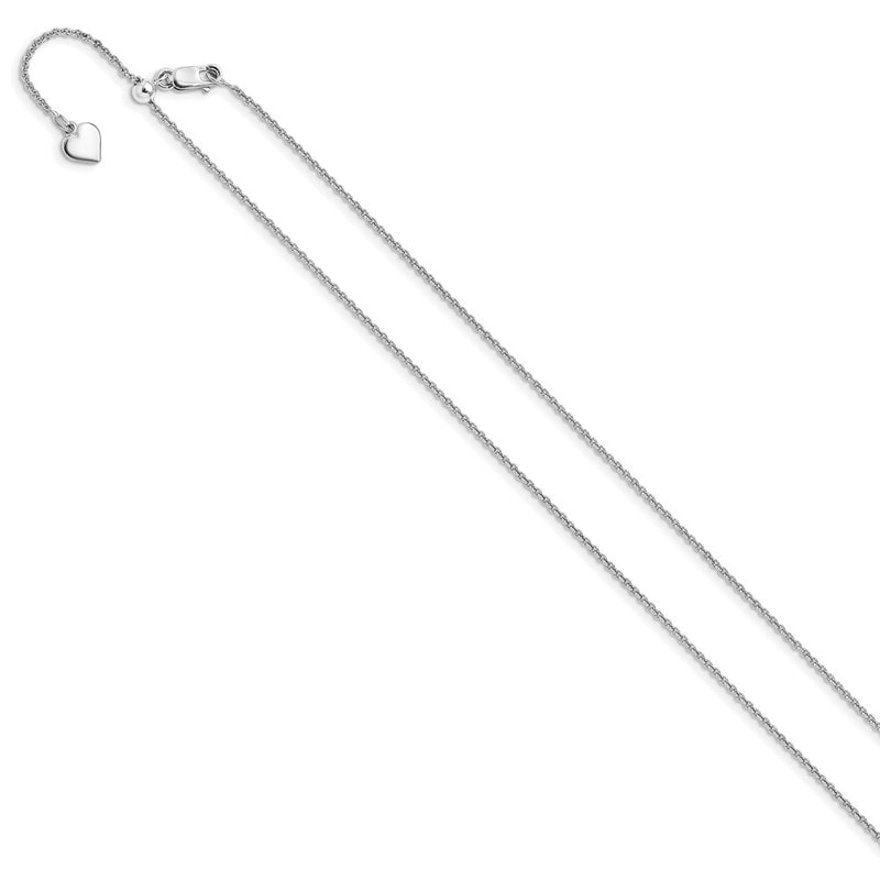 Sterling Silver Rh Plated Adjustable 1.3mm Rolo Chain Necklace